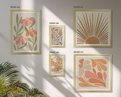 Set om 5 tavlor Geometriska blommor i boho-stil