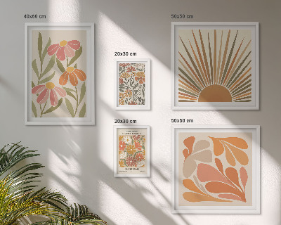 Set om 5 tavlor Geometriska blommor i boho-stil