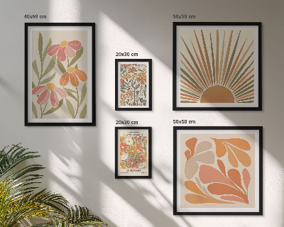 Set om 5 tavlor Geometriska blommor i boho-stil