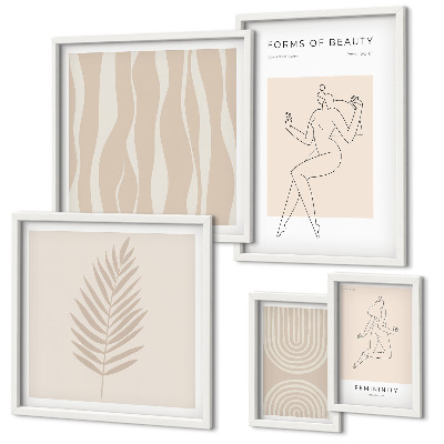 Tavelvägg med 5 tavlor Vackra minimalistiska motiv