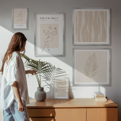 Tavelvägg med 5 tavlor Vackra minimalistiska motiv