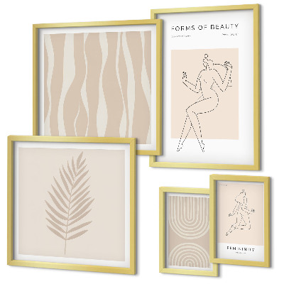 Tavelvägg med 5 tavlor Vackra minimalistiska motiv