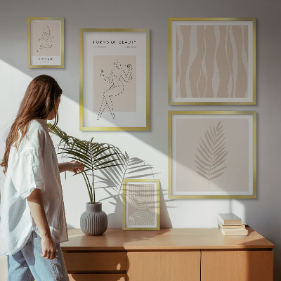 Tavelvägg med 5 tavlor Vackra minimalistiska motiv