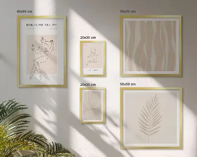 Tavelvägg med 5 tavlor med vackra minimalistiska motiv