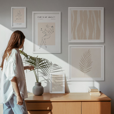 Tavelvägg med 5 tavlor Vackra minimalistiska motiv