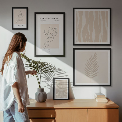 Tavelvägg med 5 tavlor Vackra minimalistiska motiv