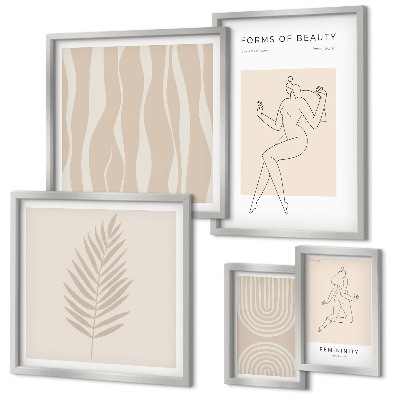 Tavelvägg med 5 tavlor Vackra minimalistiska motiv
