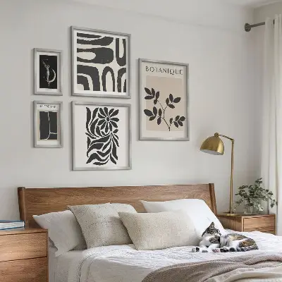 Tavelset med väggdekoration med moderna växtmotiv