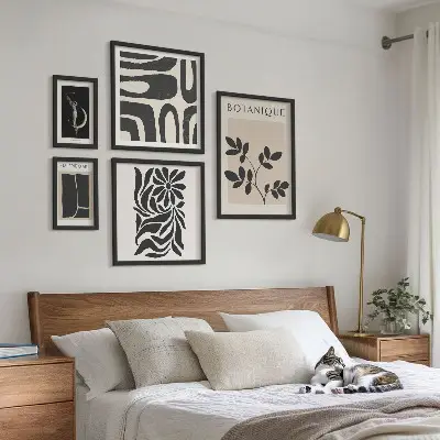Tavelset med väggdekoration med moderna växtmotiv