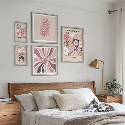 Set om 5 tavlor Blommarknader i bohemisk stil