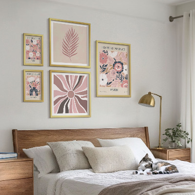 Set om 5 tavlor Blommarknader i bohemisk stil