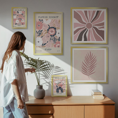 Set om 5 tavlor Blommarknader i bohemisk stil