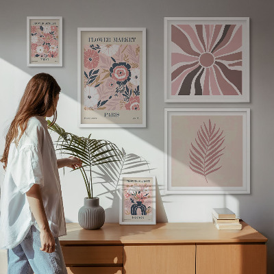 Set om 5 tavlor Blommarknader i bohemisk stil