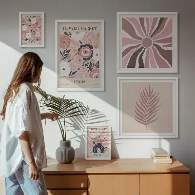 Blommarknader i bohemisk stil tavelset om 5 delar