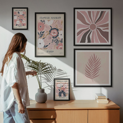 Set om 5 tavlor Blommarknader i bohemisk stil