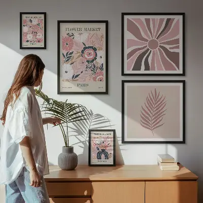 Blommarknader i bohemisk stil tavelset om 5 delar