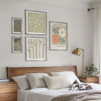 Tavelvägg med 5 tavlor Växtmotiv boho mönster