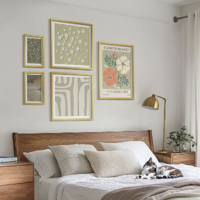 Tavelvägg med 5 tavlor Växtmotiv boho mönster