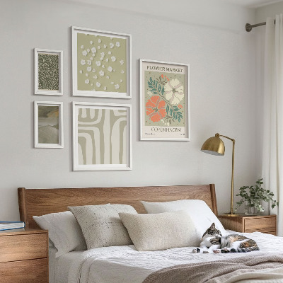 Tavelvägg med 5 tavlor Växtmotiv boho mönster