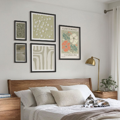 Tavelvägg med 5 tavlor Växtmotiv boho mönster