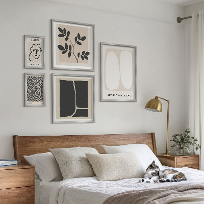 Tavelvägg med 5 tavlor Snygg grafik minimalistisk linjer