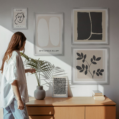 Tavelvägg med 5 tavlor Snygg grafik minimalistisk linjer