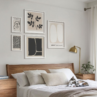 Tavelvägg med 5 tavlor Snygg grafik minimalistisk linjer