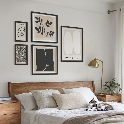 Tavelvägg med 5 tavlor Snygg grafik minimalistisk linjer