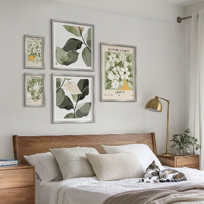 Set om 5 tavlor Blommotiv London Dublin Tokyo