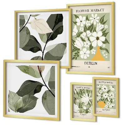 Tavelset med blommotiv fyra städer London Dublin och Tokyo