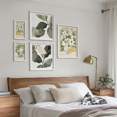 Set om 5 tavlor Blommotiv London Dublin Tokyo