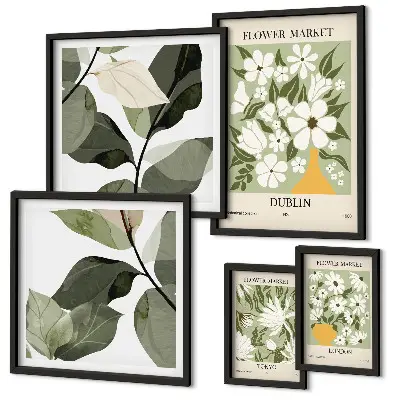 Tavelset med blommotiv fyra städer London Dublin och Tokyo
