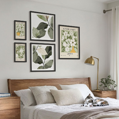 Set om 5 tavlor Blommotiv London Dublin Tokyo