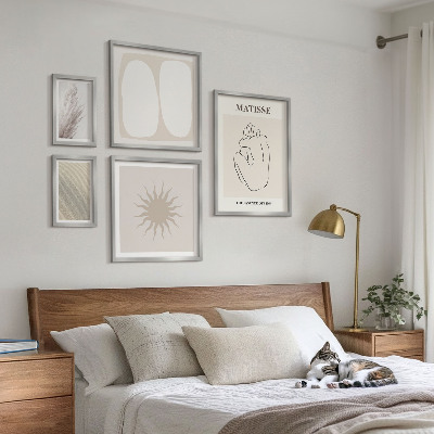 Tavelvägg med 5 tavlor Minimalistiska former i boho-stil
