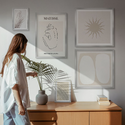 Tavelvägg med 5 tavlor Minimalistiska former i boho-stil