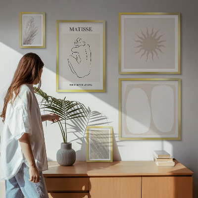 Tavelvägg med 5 tavlor Minimalistiska former i boho-stil