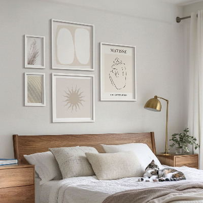 Tavelvägg med 5 tavlor Minimalistiska former i boho-stil
