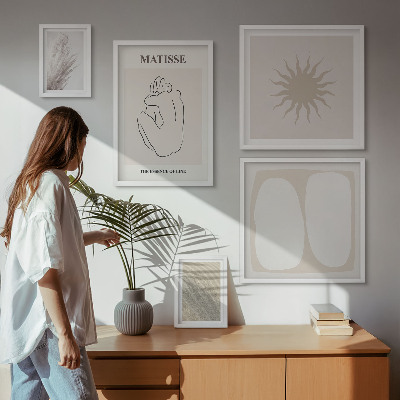 Tavelvägg med 5 tavlor Minimalistiska former i boho-stil