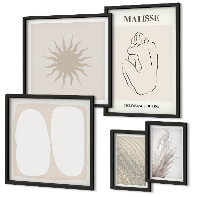 Tavelvägg med 5 tavlor Minimalistiska former i boho-stil