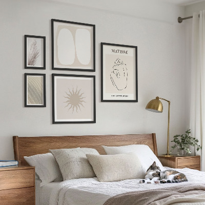 Tavelvägg med 5 tavlor Minimalistiska former i boho-stil