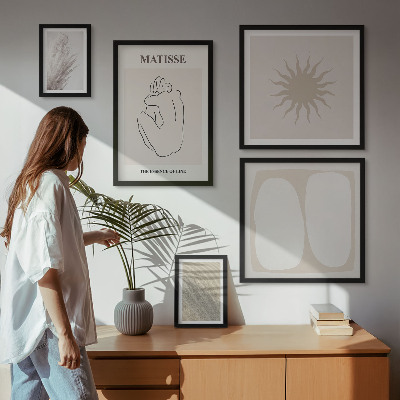 Tavelvägg med 5 tavlor Minimalistiska former i boho-stil