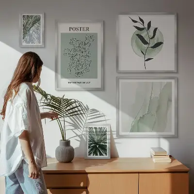 Tavelset med väggdekoration växtinspirationer med naturtema