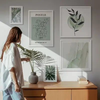 Tavelset med väggdekoration växtinspirationer med naturtema