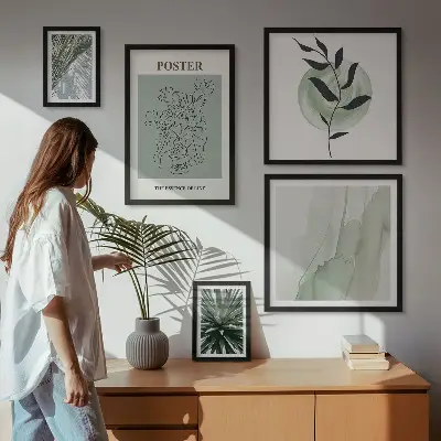 Tavelset med väggdekoration växtinspirationer med naturtema