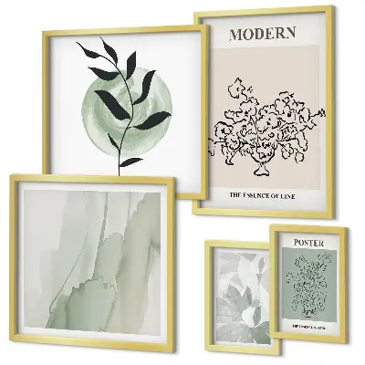 Moderna minimalistiska dekorationer set om 5 tavlor