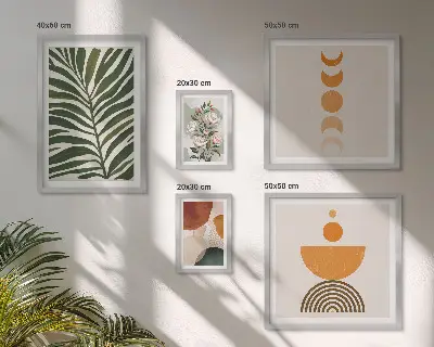 Växtmönster boho former set om 5 tavlor