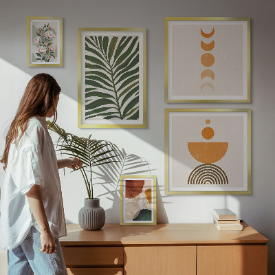 Set om 5 tavlor Växtmönster boho former
