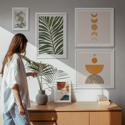 Set om 5 tavlor Växtmönster boho former