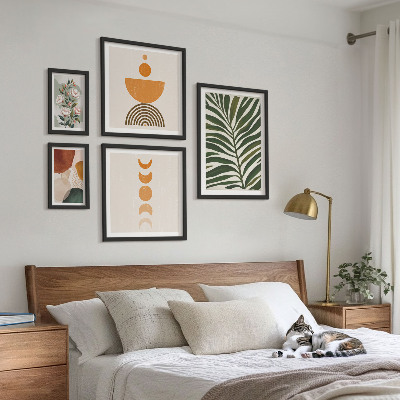 Set om 5 tavlor Växtmönster boho former