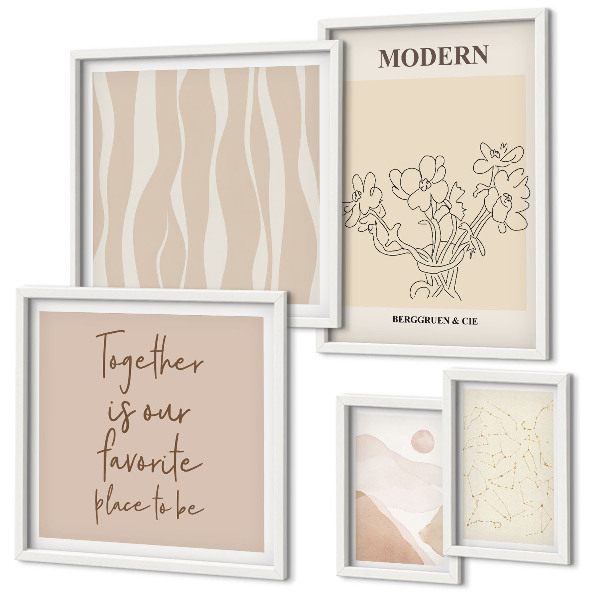 Tavelvägg med 5 tavlor Modern minimalistisk stiluppsättning